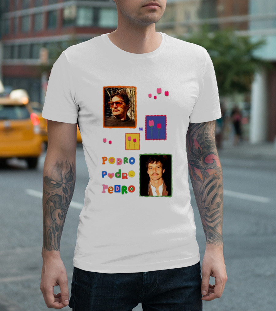 Buggirl200 Pedro Pedro Pedro Colorful Portrait and Tulips T-Shirt