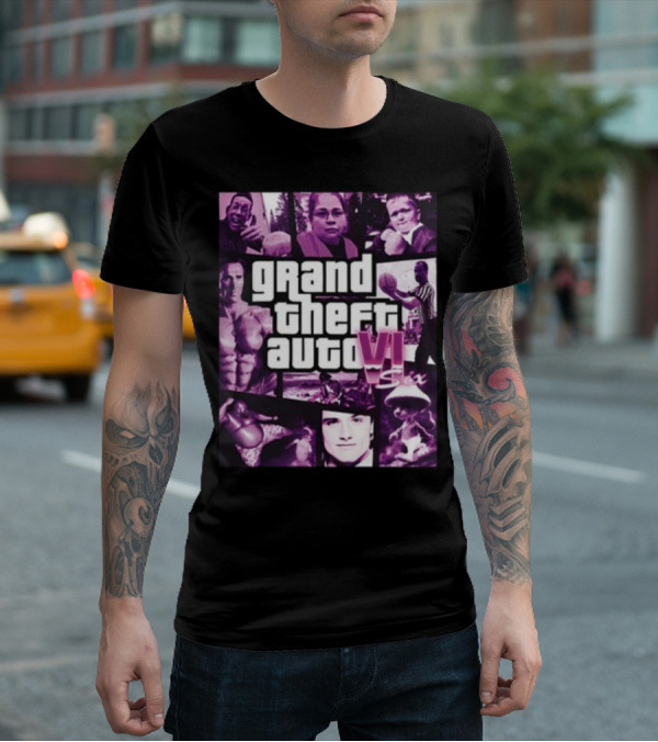 Grand Theft Auto VI Six Galleryno8 Purple Collage T-Shirt
