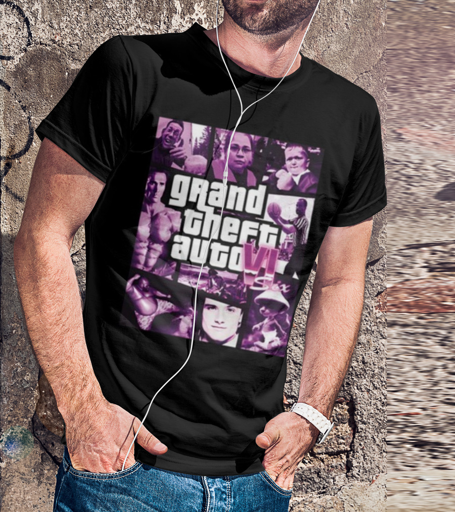 Grand Theft Auto VI Six Galleryno8 Purple Collage T-Shirt
