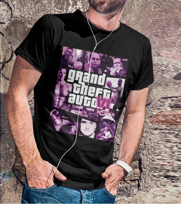 Grand Theft Auto VI Six Galleryno8 Purple Collage T-Shirt