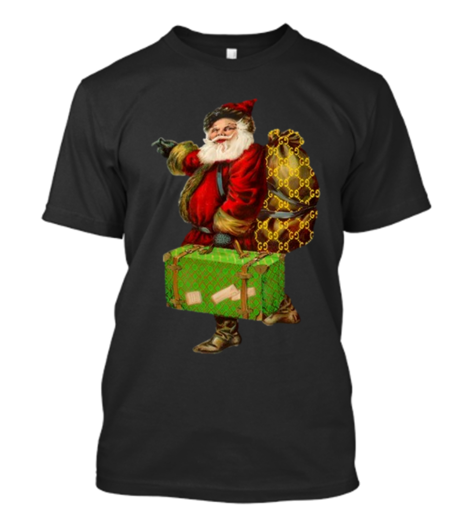 Santa With Chic Designer Style Backpack T-Shirt