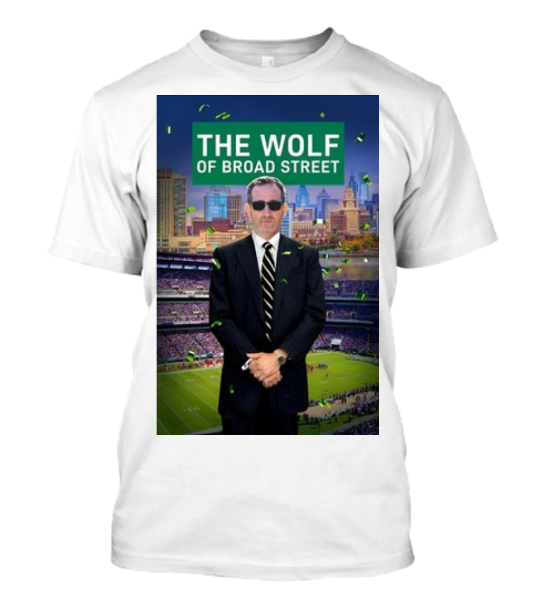 The Wolf Of Broad Street Philly Football Skyline Celebrations T-Shirt