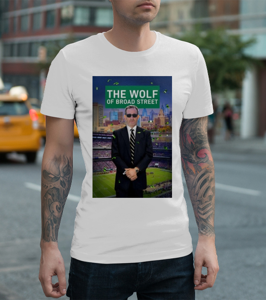 The Wolf Of Broad Street Philly Football Skyline Celebrations T-Shirt