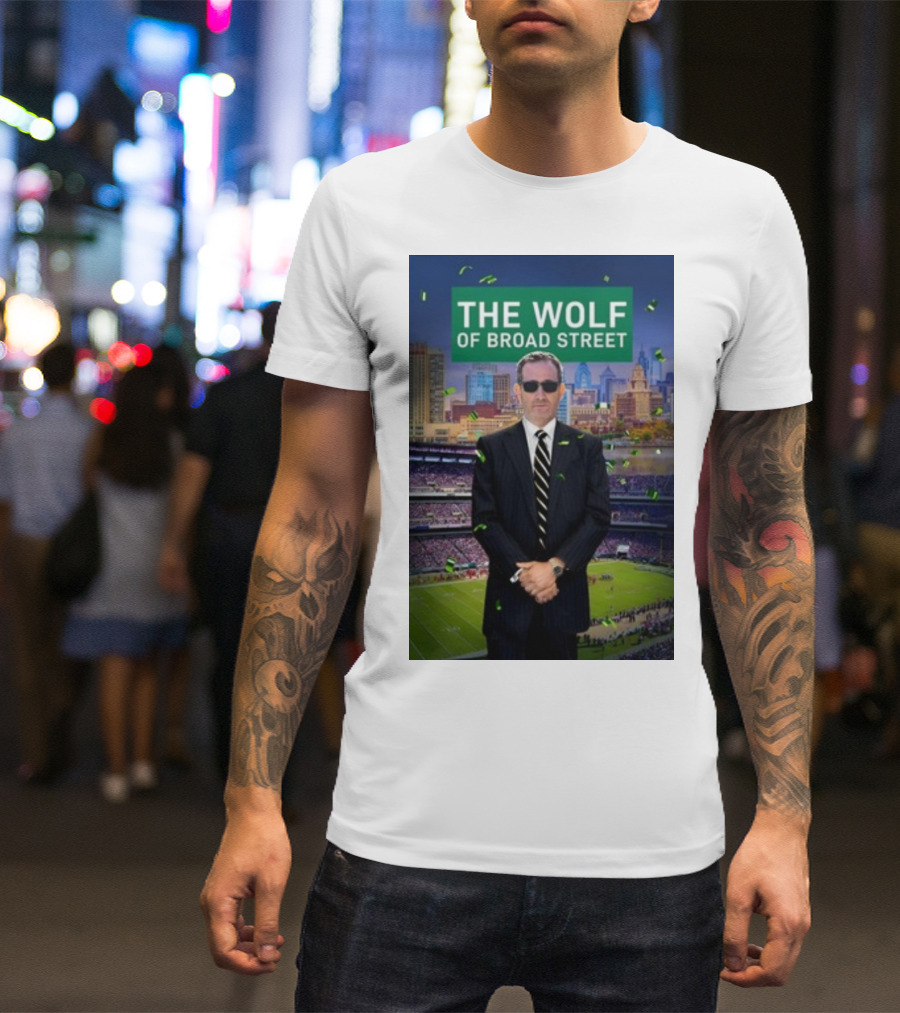 The Wolf Of Broad Street Philly Football Skyline Celebrations T-Shirt