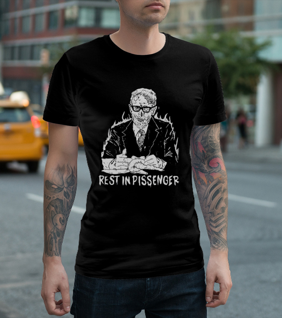 Punkwithacamera Rest In Pissenger Skeleton Suit Flames T-Shirt