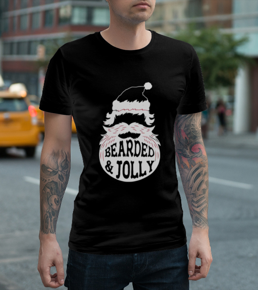 Mens Santa Claus Bearded and Jolly Christmas T-Shirt