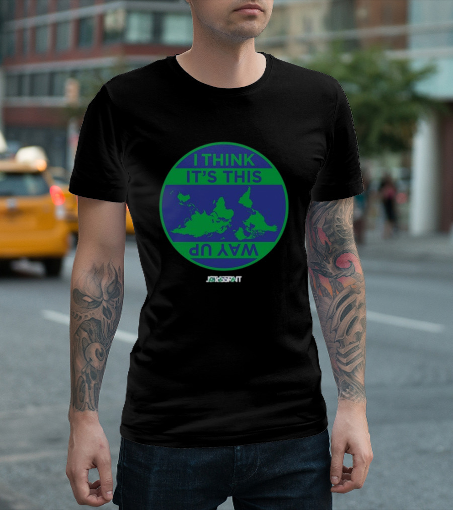 Jacksprat I Think It's This Way Up Green Blue Map T-Shirt