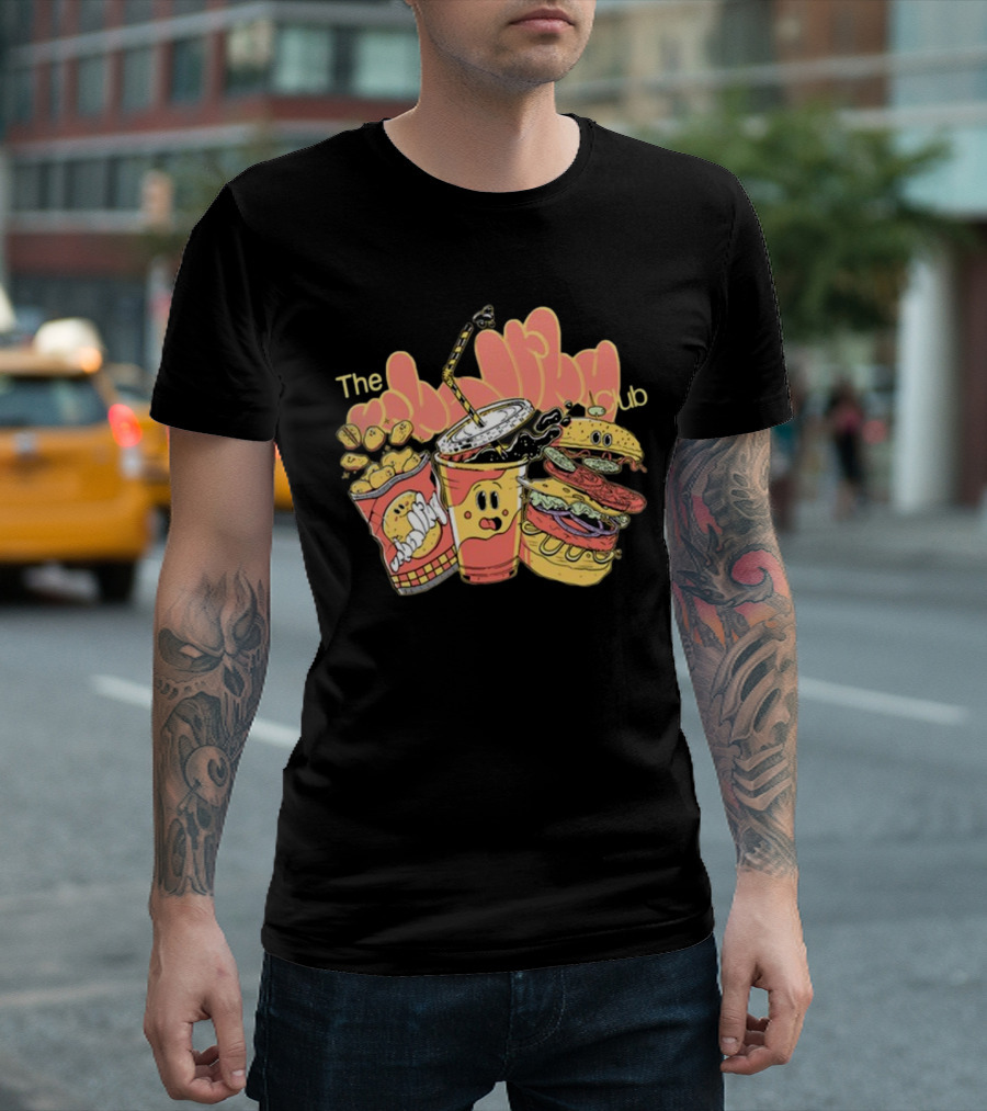 The Unhealthy Club Fast Food Cartoon Characters T-Shirt