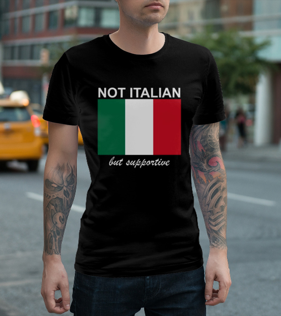 Big Cat Not Italian But Supportive Italian Flag T-Shirt