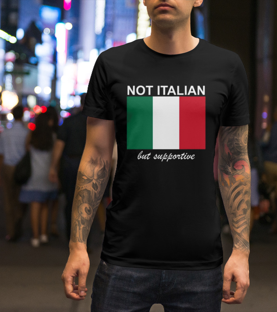 Big Cat Not Italian But Supportive Italian Flag T-Shirt