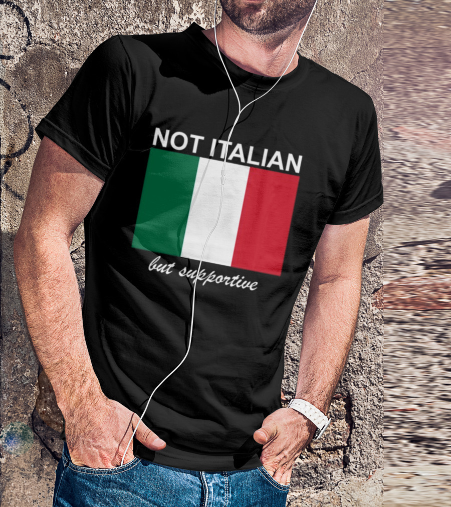 Big Cat Not Italian But Supportive Italian Flag T-Shirt