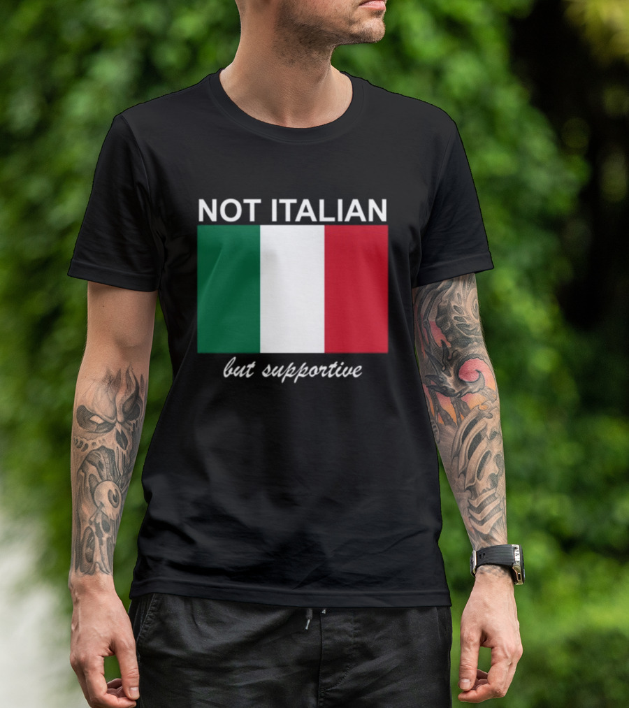 Big Cat Not Italian But Supportive Italian Flag T-Shirt