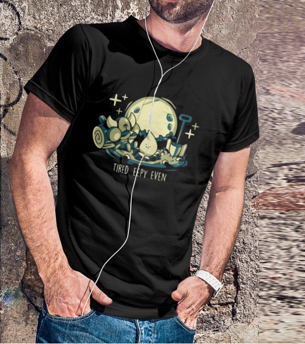 Tired Eepy Even Sleepy Characters Under Moonlit Sky T-Shirt