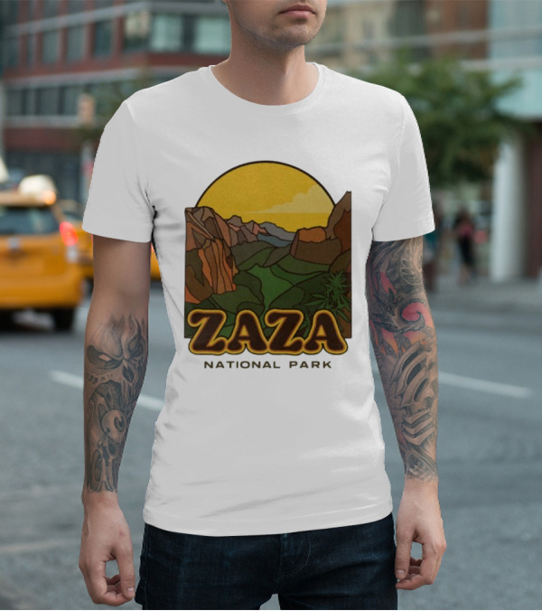 Zaza National Park Vintage Landscape With Mountains And Yellow Sunset T-Shirt