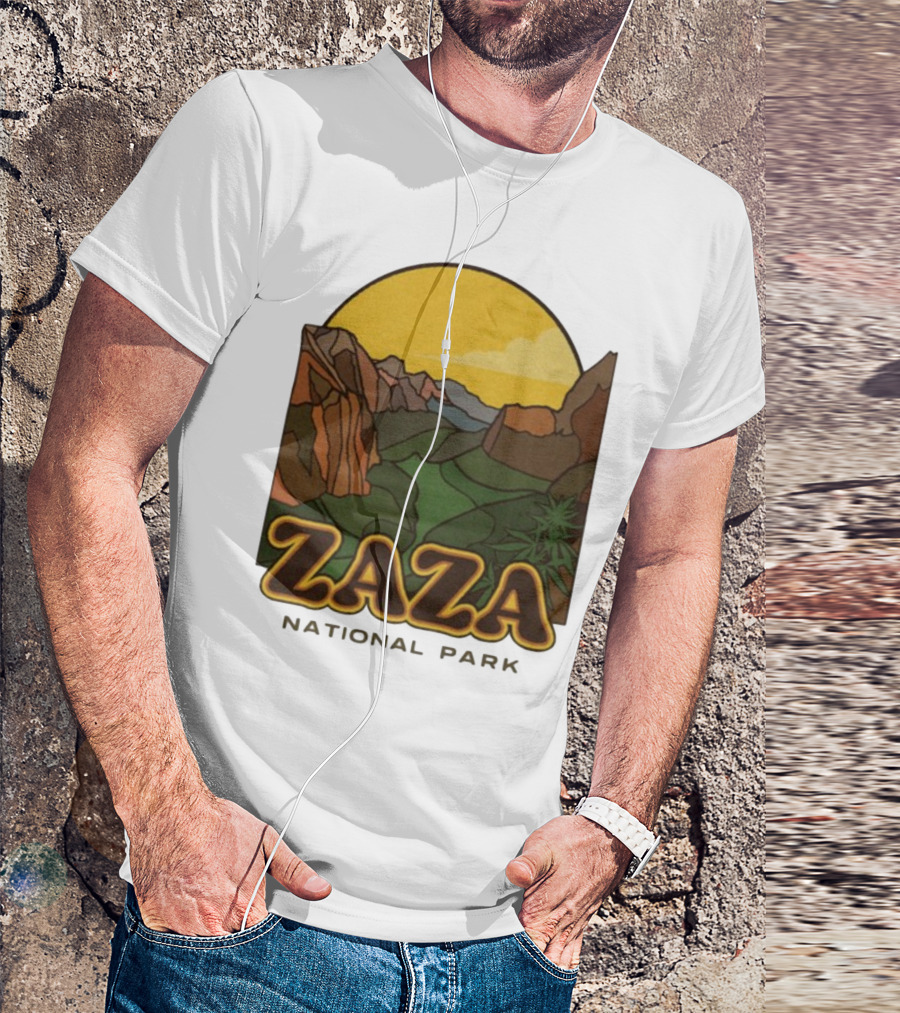 Zaza National Park Vintage Landscape With Mountains And Yellow Sunset T-Shirt