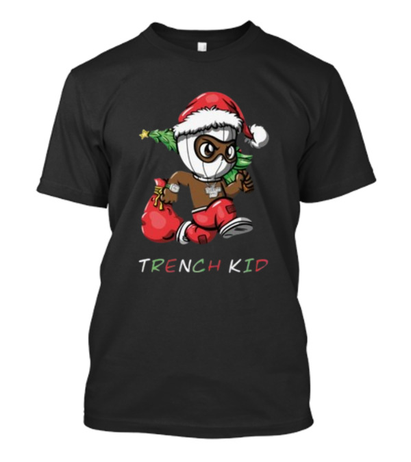 Exclusive Lil Tjay Trench Kid Christmas Santa Costume Running Tree T-Shirt