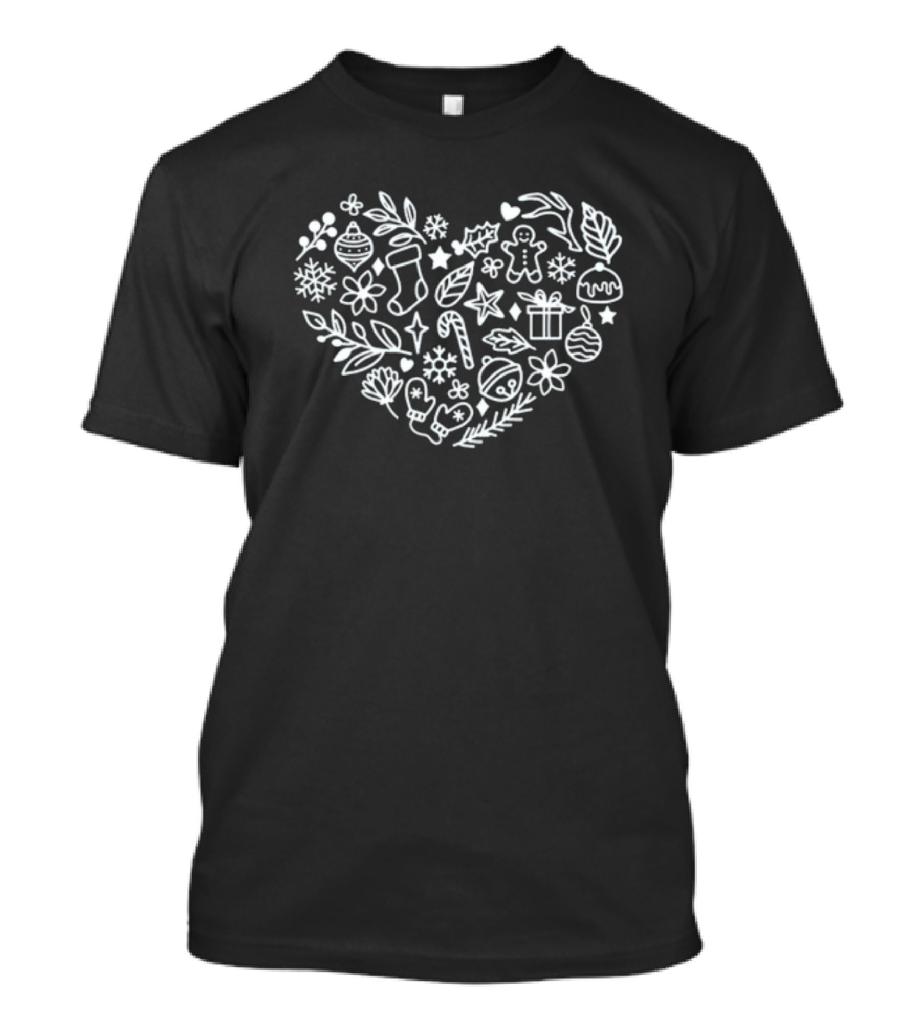 Christmas Heart Holiday Icons Snowflakes Gingerbread Ornaments Candy Canes T-Shirt