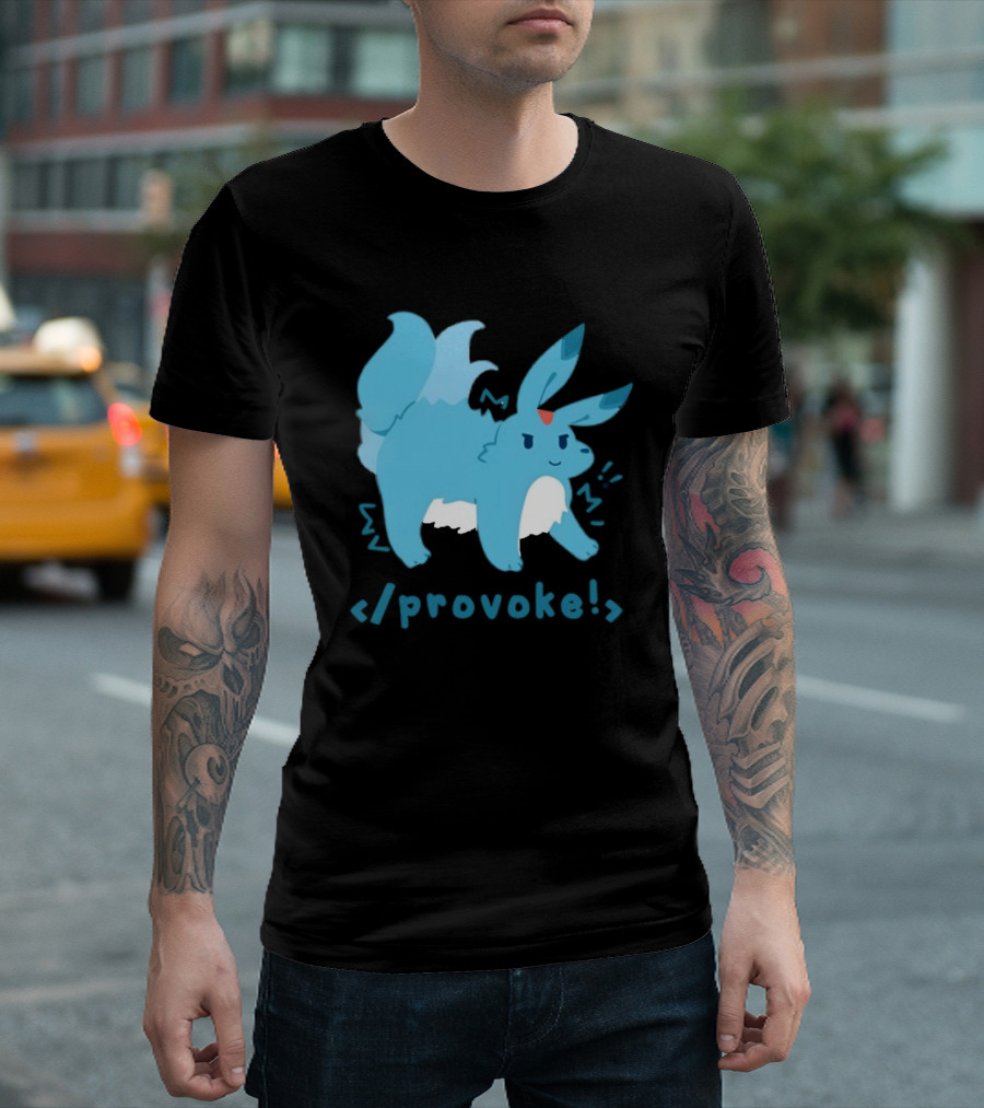 Provoke Pokemon Inspired Blue Character with Coding Element T-Shirt