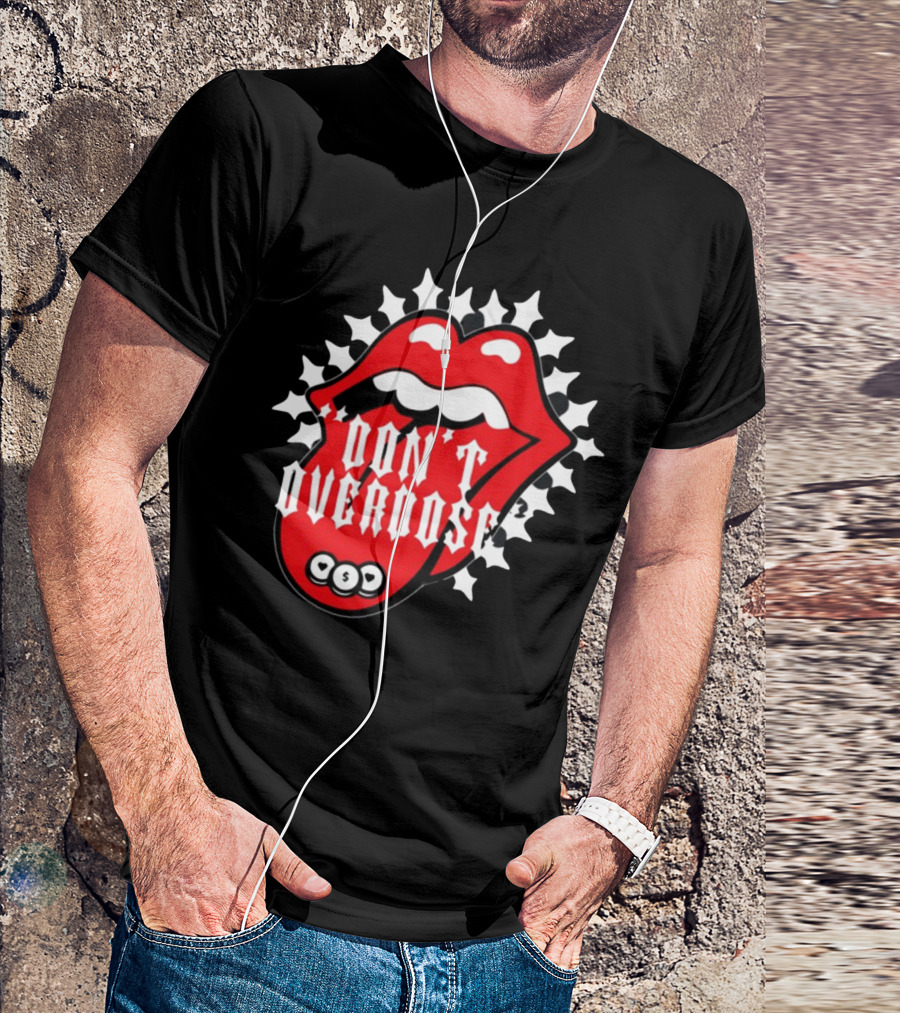 Upperlevel916 Evol Love Is A Drug Don't Overdose Iconic Red Lips T-Shirt