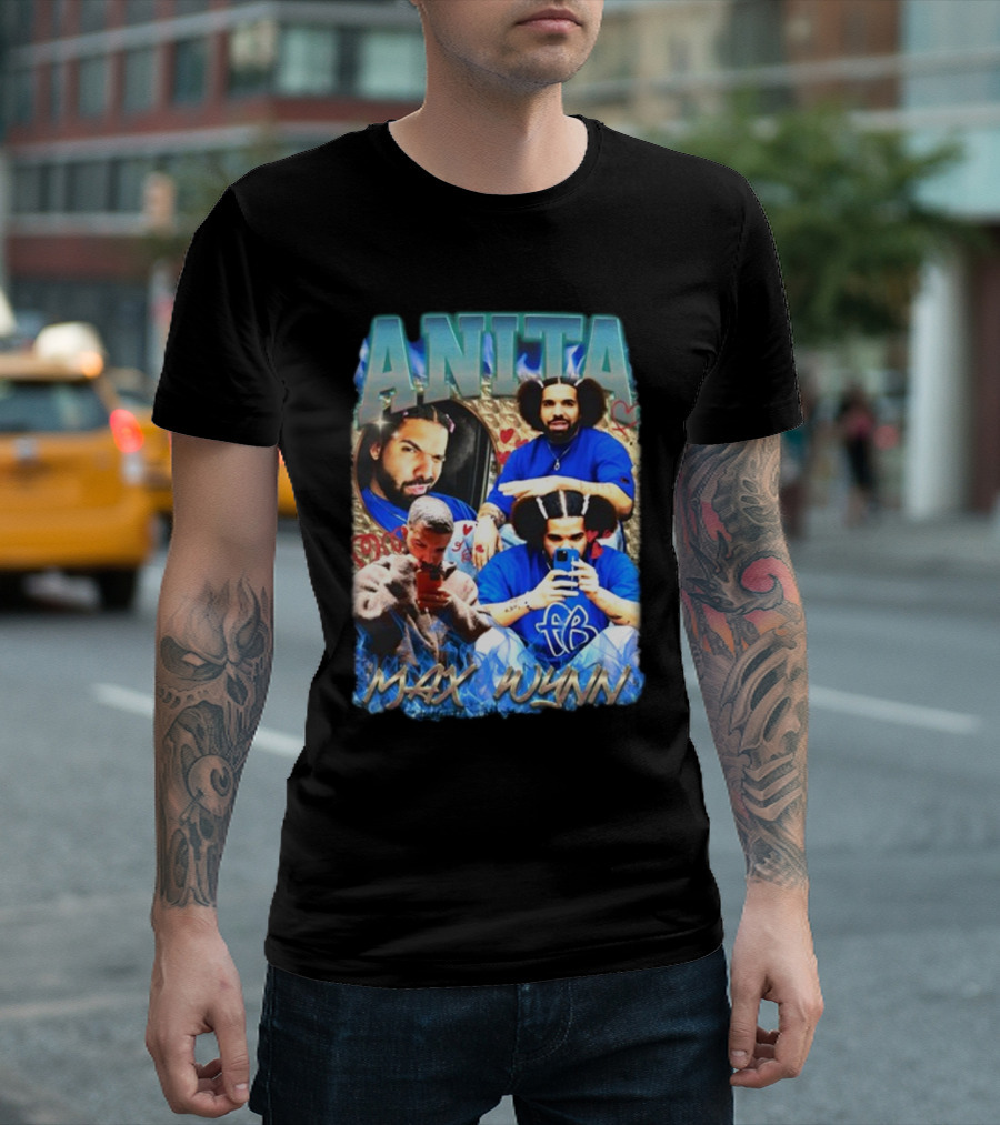 Anita Max Wynn Goofy Garms Blue Photography Collage T-Shirt