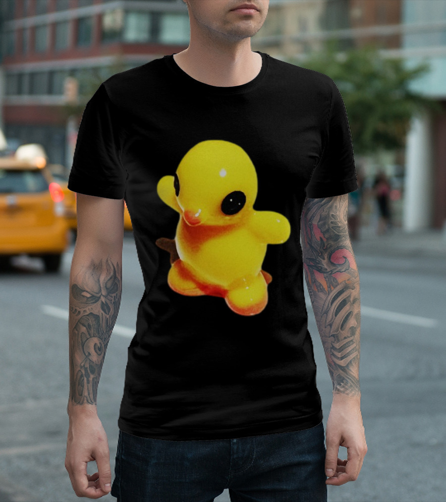 Fleshwater Plastic Duck Yellow Figurine With Black Eyes T-Shirt