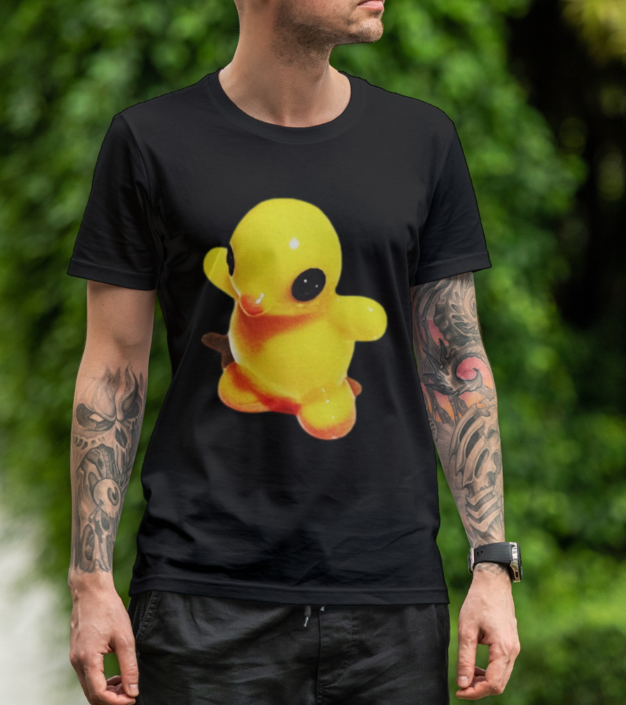 Fleshwater Plastic Duck Yellow Figurine With Black Eyes T-Shirt