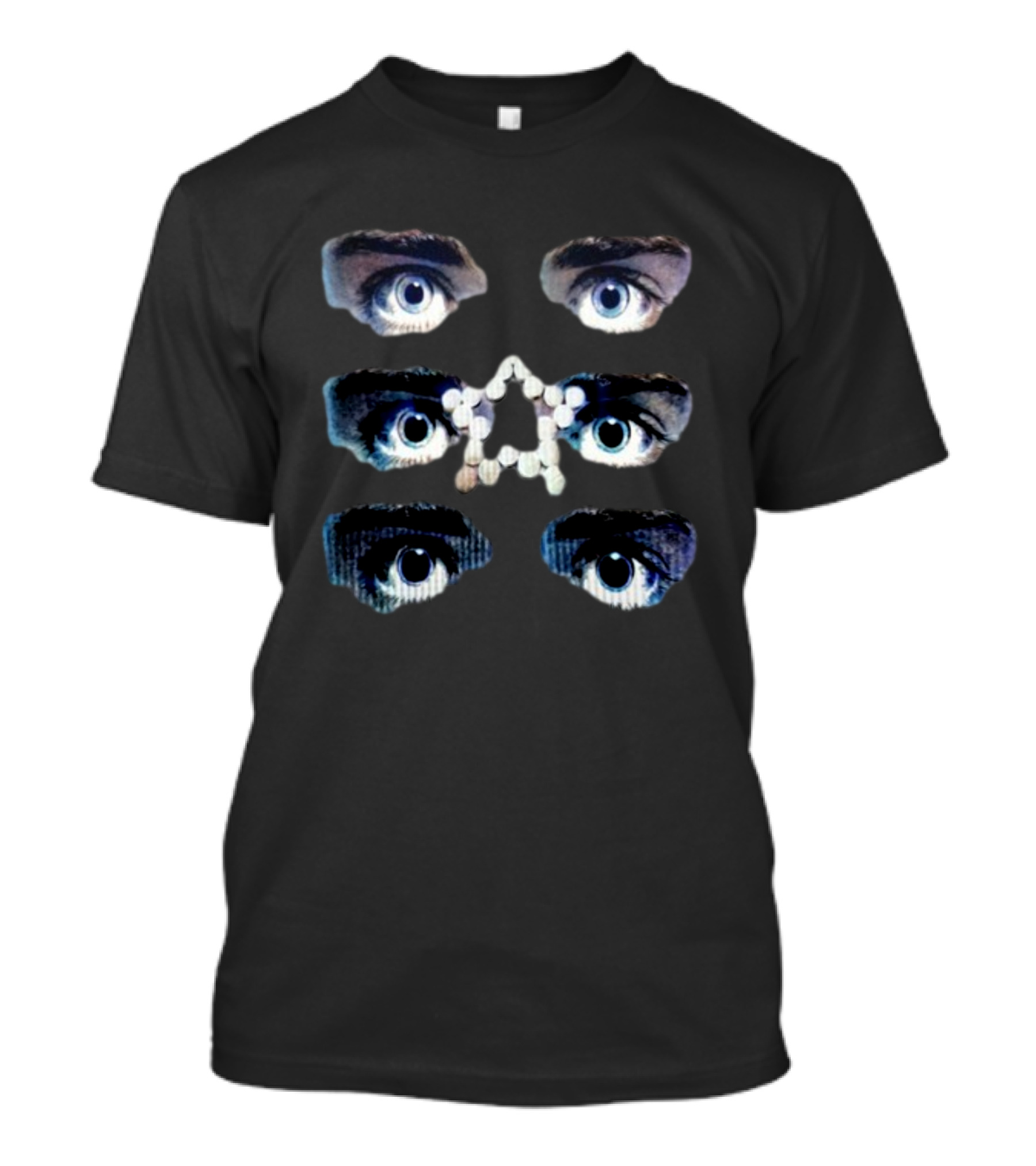 Nawafers Your Eyes On Ecstasy Four Pairs Of Eyes With White Ecstasy Tablets In Star Shape T-Shirt