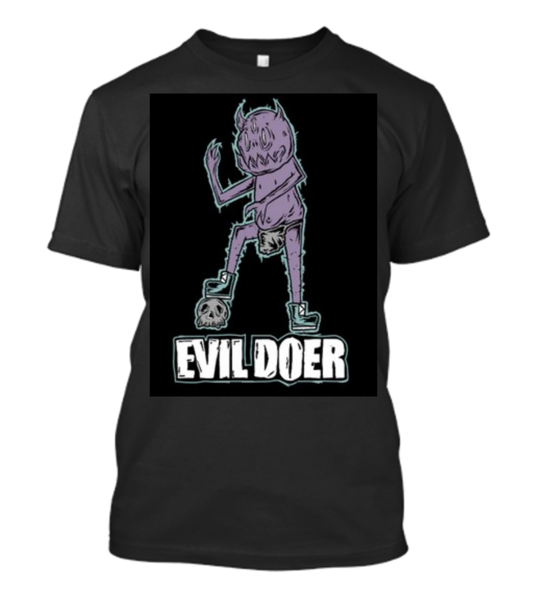 Evil Doer Purple Monster With Skull And Spikes T-Shirt