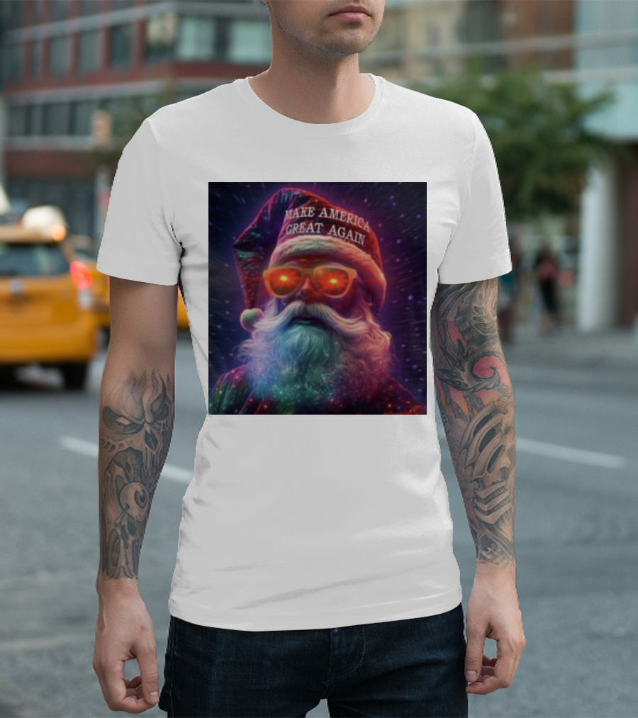 Thegrift MAGA Santa Make America Great Again Neon Glow T-Shirt
