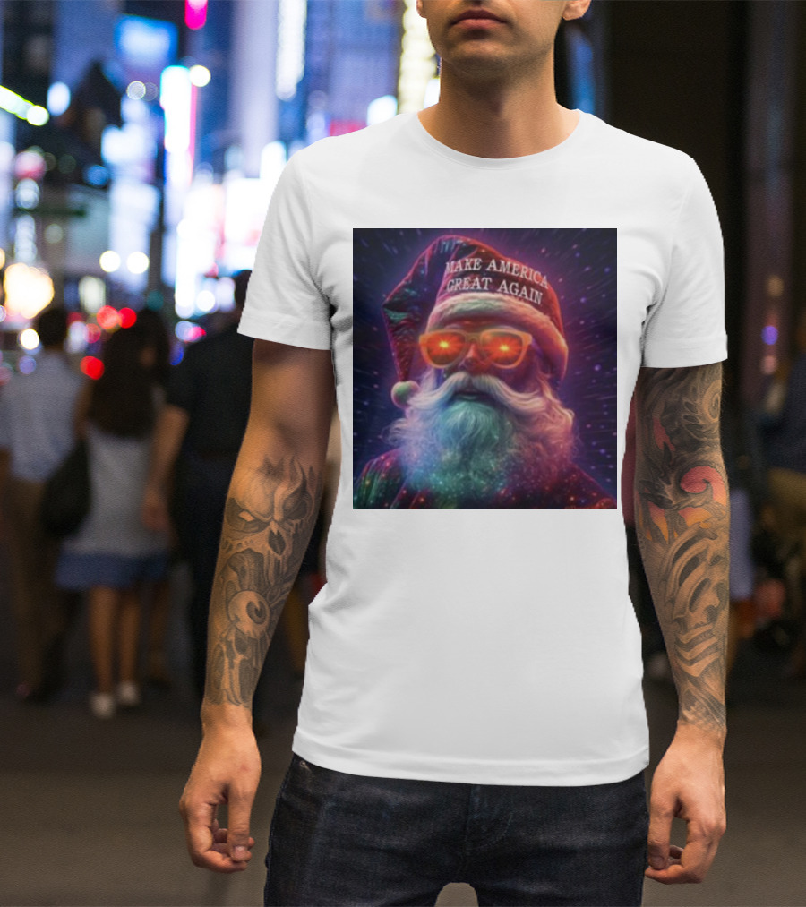 Thegrift MAGA Santa Make America Great Again Neon Glow T-Shirt