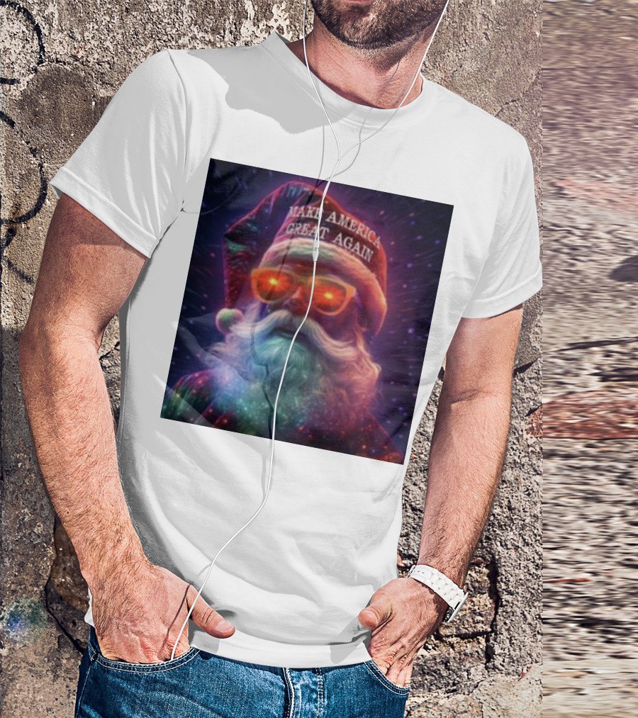Thegrift MAGA Santa Make America Great Again Neon Glow T-Shirt