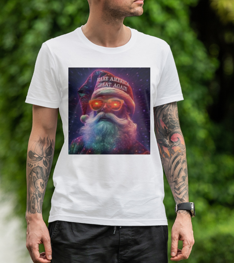 Thegrift MAGA Santa Make America Great Again Neon Glow T-Shirt