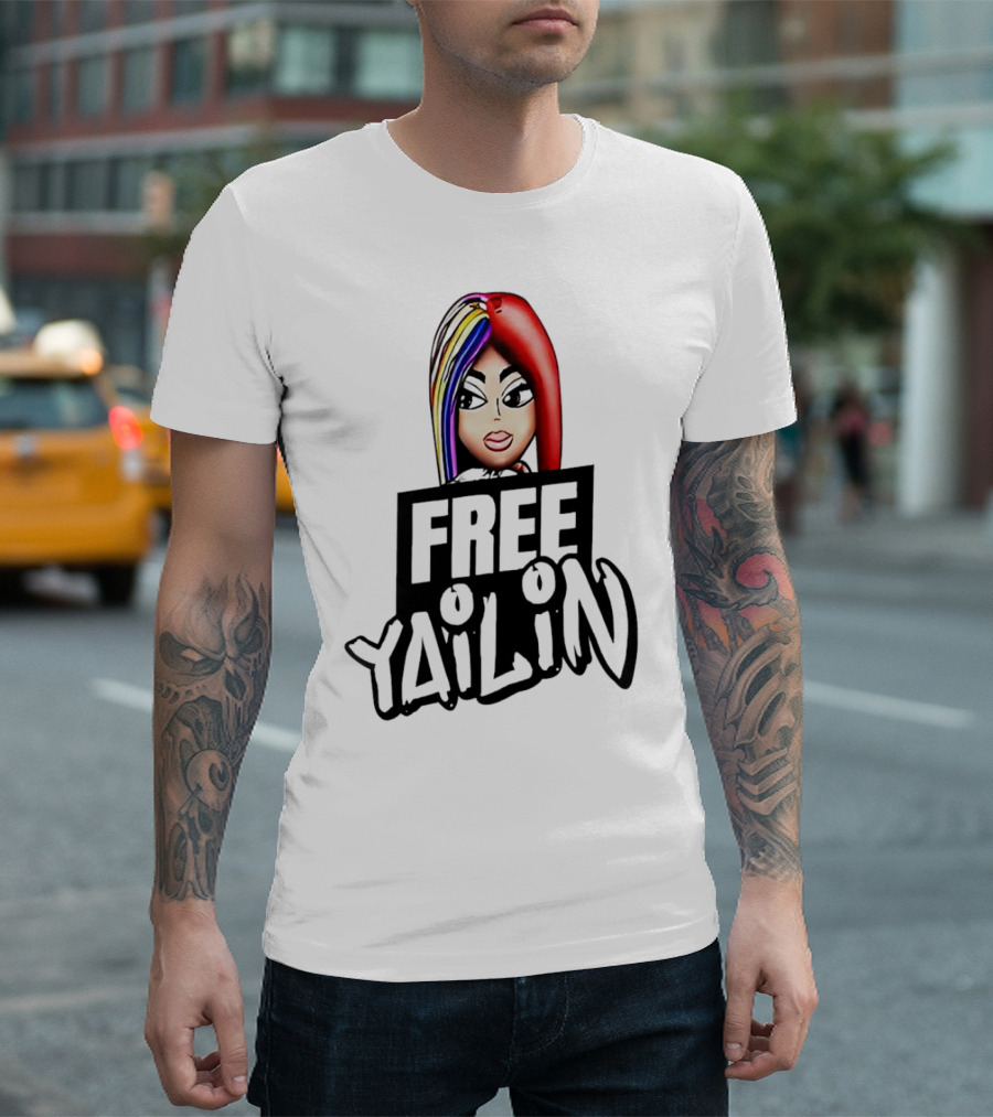 Free Yailin Colorful Hair Cartoon T-Shirt