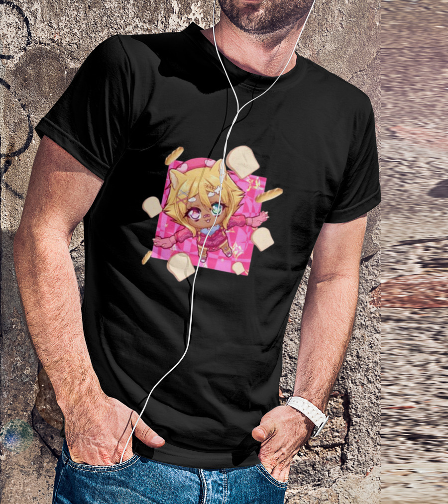 Breadguette Miyu Cute Cat-Eared Character Surrounded By Bread And Baguettes T-Shirt