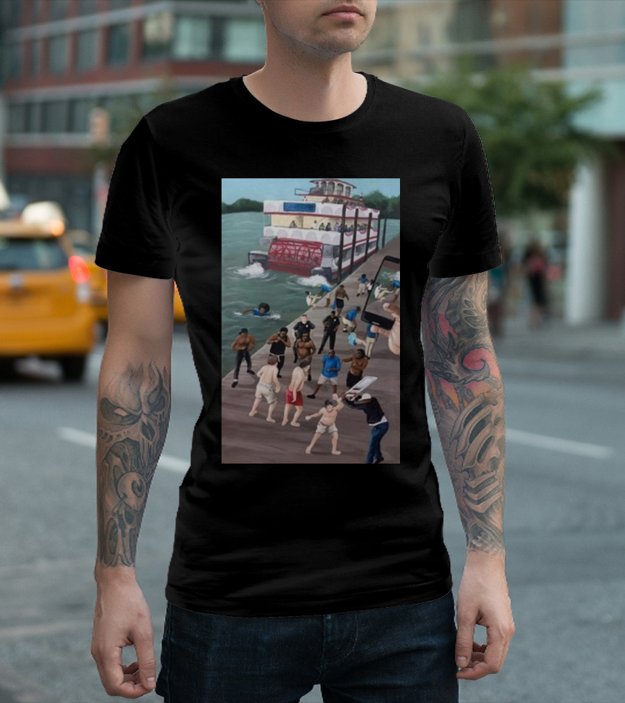 Kenny Akers Alabama River Brawl Boat Dock Scene T-Shirt