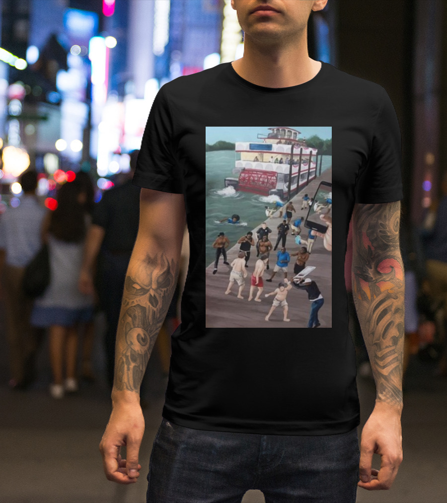 Kenny Akers Alabama River Brawl Boat Dock Scene T-Shirt