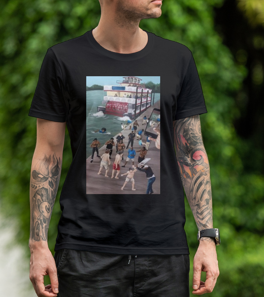 Kenny Akers Alabama River Brawl Boat Dock Scene T-Shirt