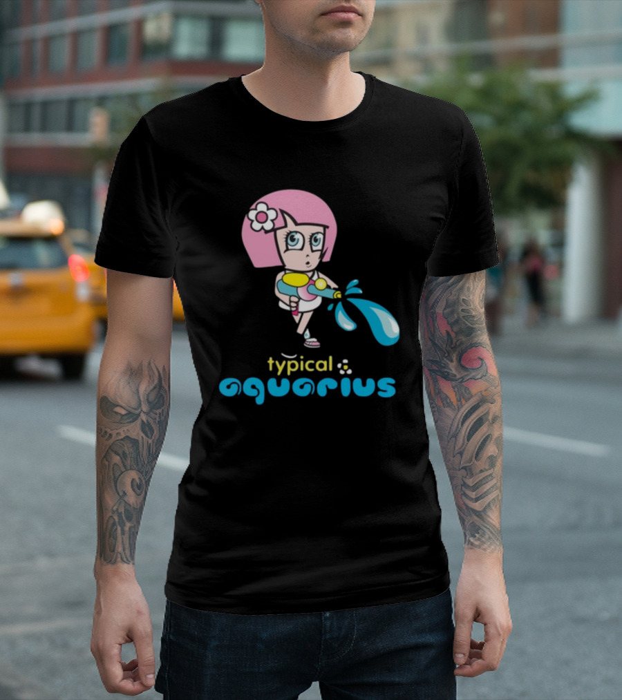 Typical Aquarius Cute Cartoon Girl With Water Splash T-Shirt