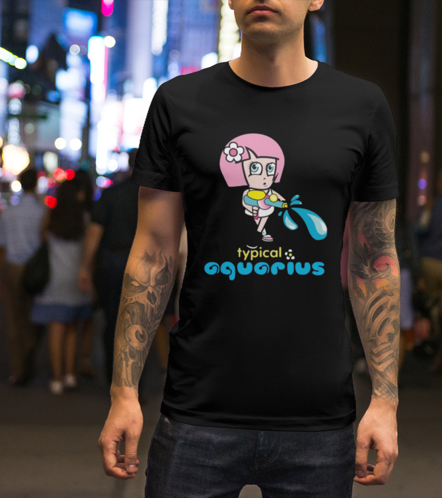 Typical Aquarius Cute Cartoon Girl With Water Splash T-Shirt