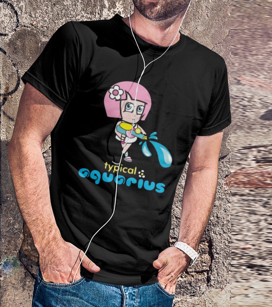 Typical Aquarius Cute Cartoon Girl With Water Splash T-Shirt