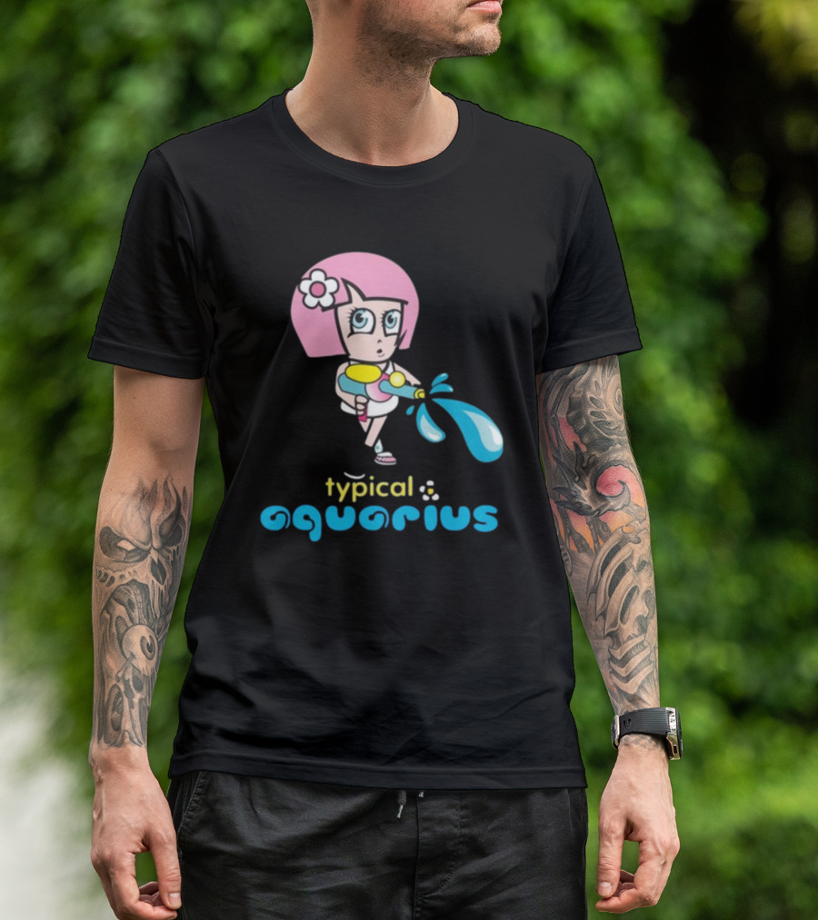 Typical Aquarius Cute Cartoon Girl With Water Splash T-Shirt