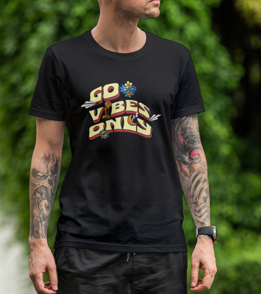 Warriorstalk Go Vibes Only Basketball Trophy Flowers Moon Clouds T-Shirt