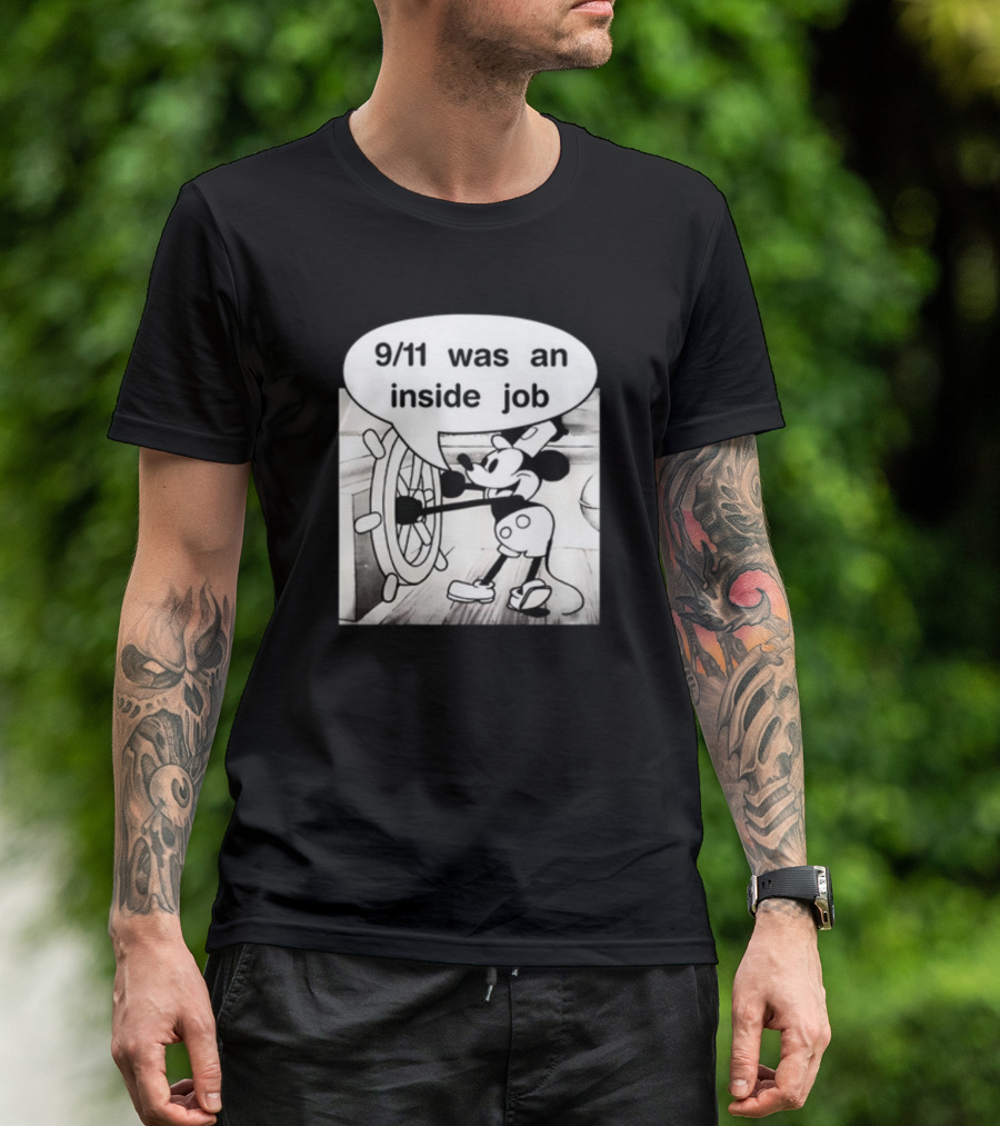 9/11 Was An Inside Job Mickey Mouse Steering Wheel T-Shirt