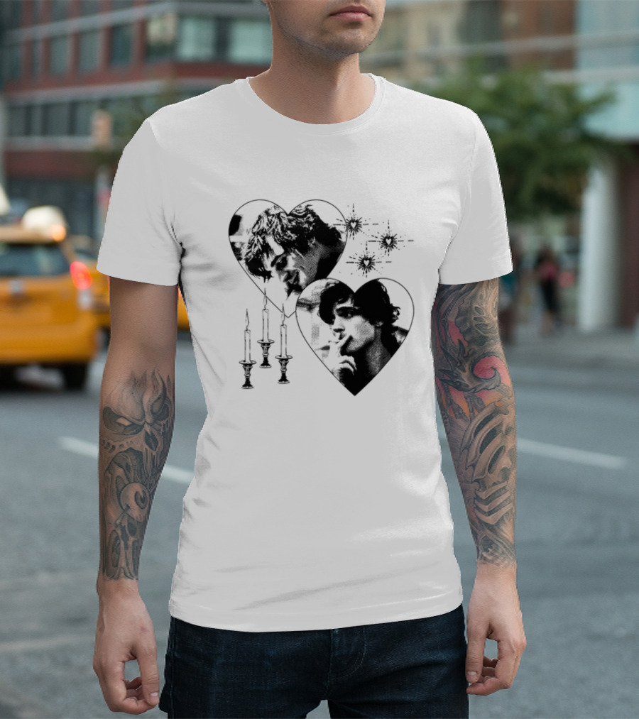 Mustardyardpress Saltburn Felix Hearts Candlelight Portraits T-Shirt