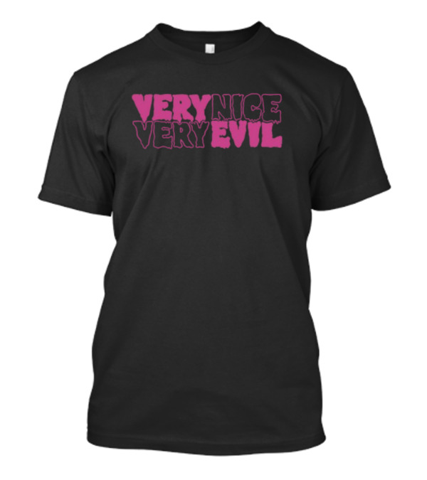 Very Nice Very Evil Pink Word Logo T-Shirt
