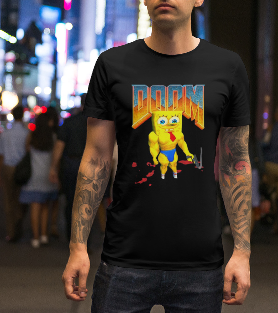 Doom Spongebob Teenhearts Muscular Parody Crossover T-Shirt