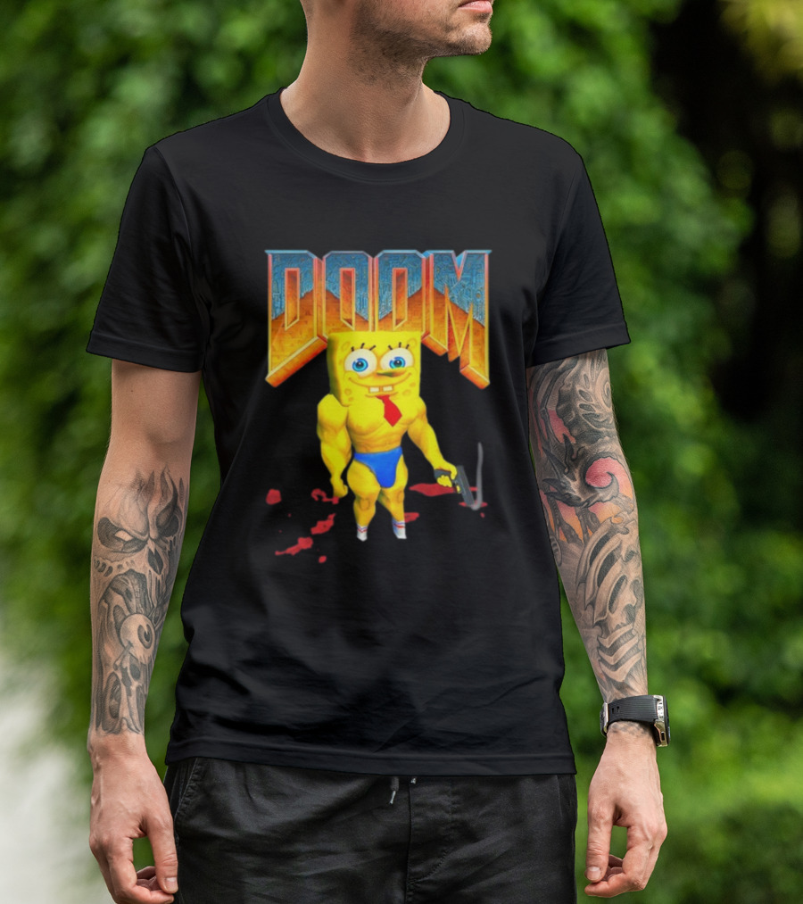 Doom Spongebob Teenhearts Muscular Parody Crossover T-Shirt