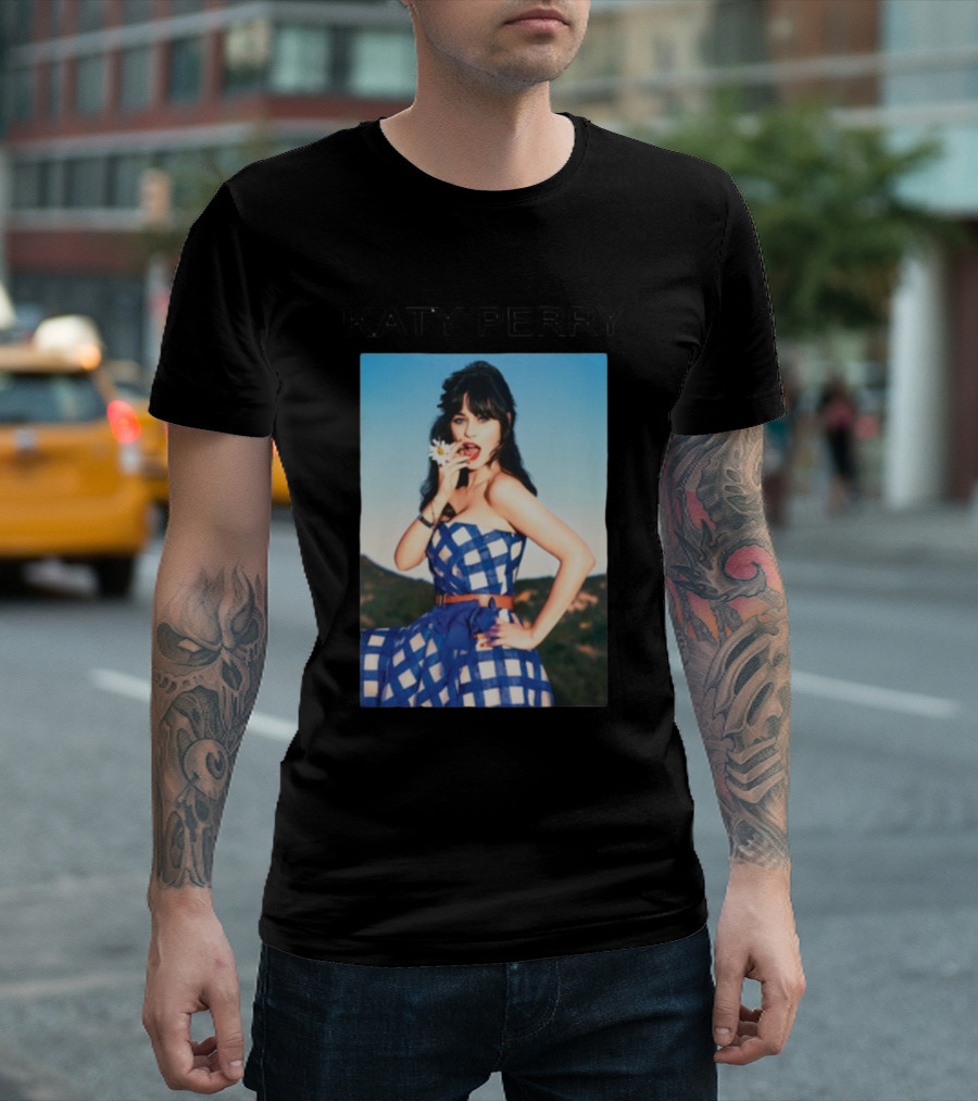Katy Perry Blue Checkered Dress Photo T-Shirt