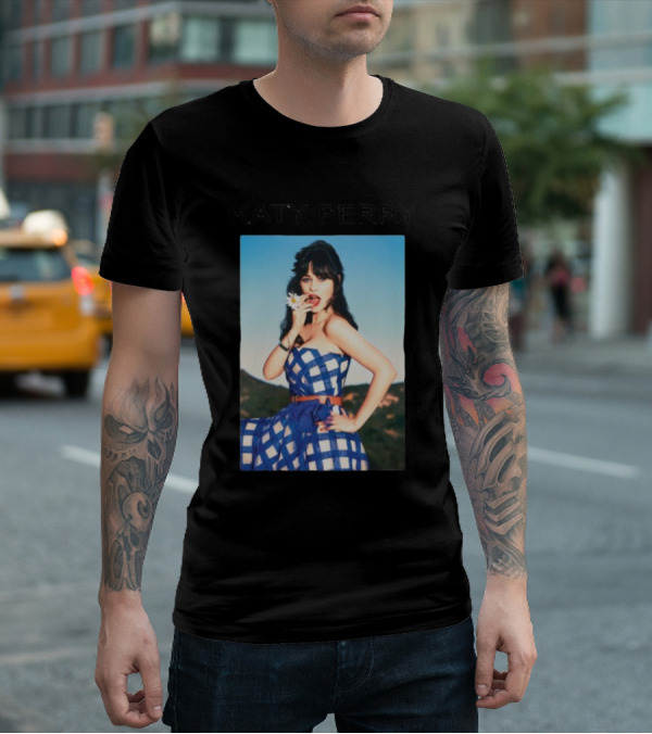 Katy Perry Blue Checkered Dress Photo T-Shirt