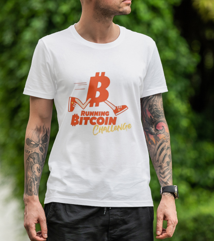 Fran Finney Running Bitcoin Challenge Icon With Sneaker Dollar T-Shirt
